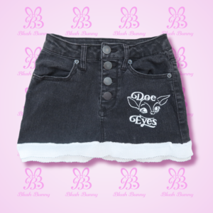 ‘Doe Eyes’ embroidered denim micro skirt