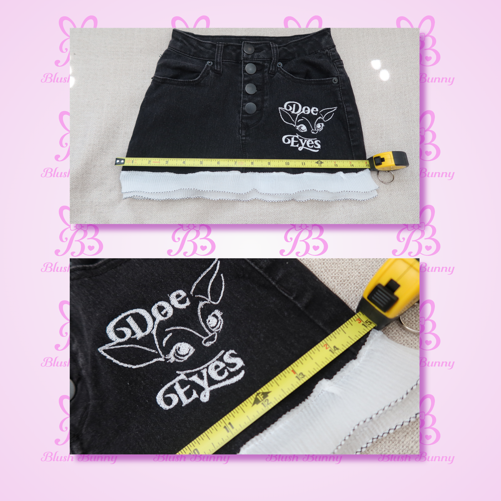 ‘Doe Eyes’ embroidered denim micro skirt - Image 5