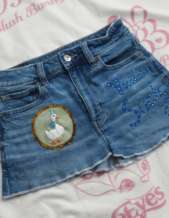 ‘Silly Goose’ asymmetrical denim mini skirt ♡
