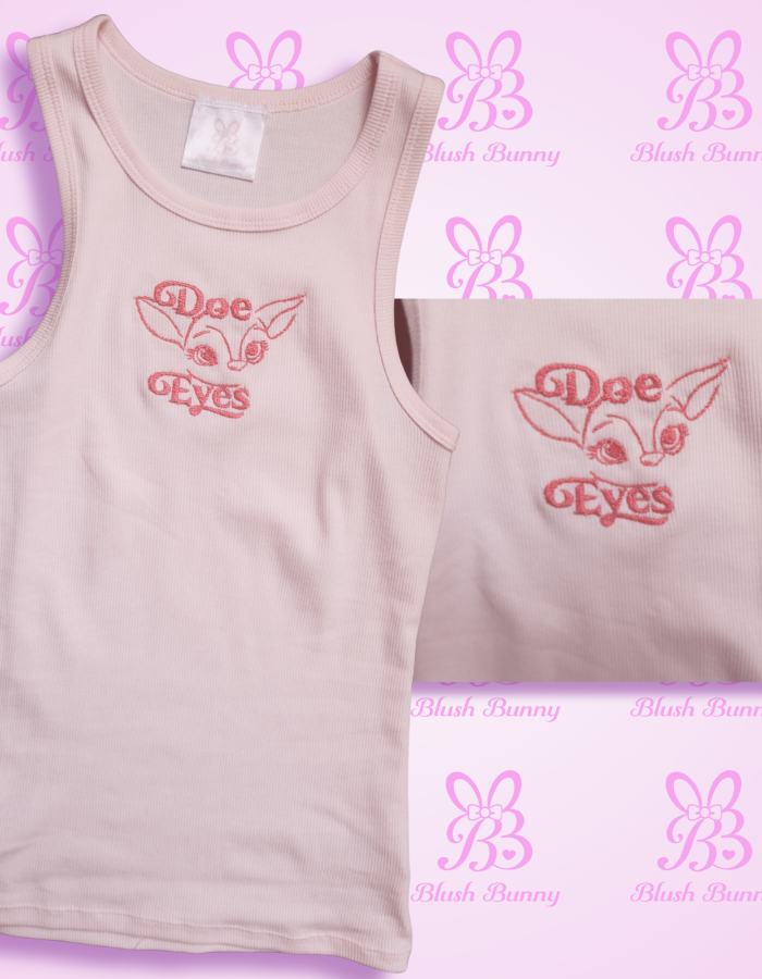 Pink ‘Doe Eyes’ Embroidered Tank